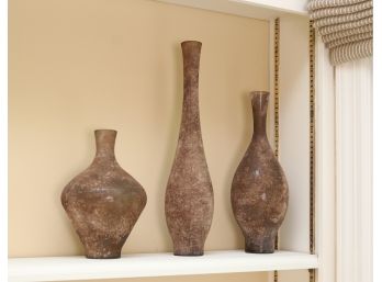 Pretty Trio Of Distressed Glass Vases