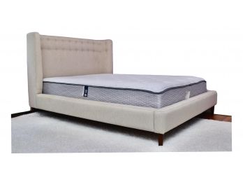 CRATE AND BARREL Tufted Twill Full Size Bed - SERTA PERFECT SLEEPER Mattress