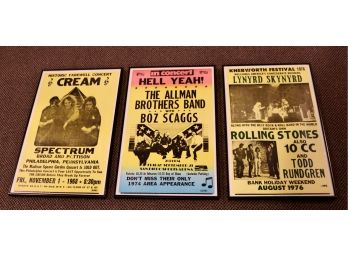 Trio Of Professionally Framed Rock And Roll Mini Posters