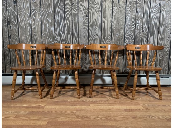Set Of 4 Vintage Solid Wood Dining Chairs