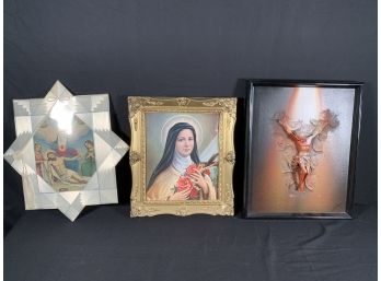 Three Pieces Vintage Religious Art
