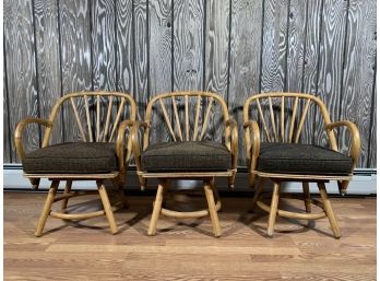 Vintage Set Of 4  Superior Reed & Rattan Swivel Chairs