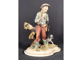 Vintage Hunter And Hound Statue Capodimonte Made In Italy