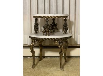 Vintage Two Tier Marble Top Side Table