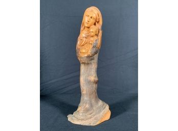 Vintage Madonna And Child Carved From Wood