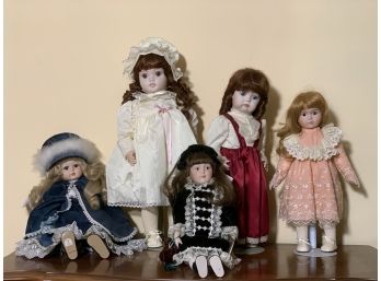 Lot Of Five Vintage Porcelain Dolls