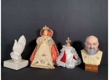 Vintage Four Piece Religious  Including Padre Pio Bust