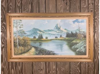 Vintage Waterscape On Canvas Signed Mills