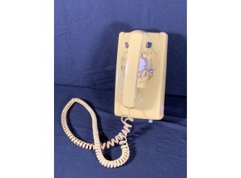 Vintage Yellow Wall Mount Rotary Phone