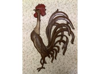 Mid Century Large Metal Rooster Wall Art