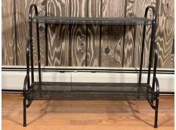 Vintage Black Wire Mesh Two Tier Plant Stand