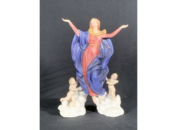 Assumption Of Mary Hand Painted Porcelain Figure