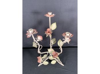 Tall Metal Figural Rose Candle Holder