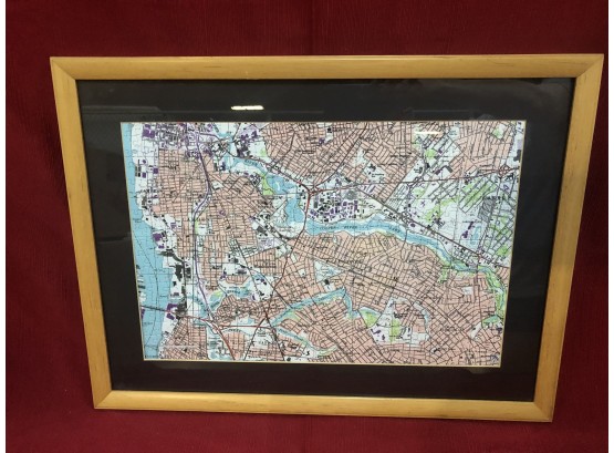 Professionally Framed And Matted Puzzle Map Art Of Camden/gloucester Counties NJ