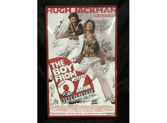 Vintage Framed And Signed By The Original Cast Of  The Boy From Oz ( Including Hugh Jackman) Poster