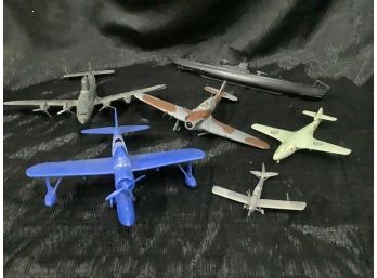 Fleet Of Vintage Plastic Airplanes (5) And One Ship