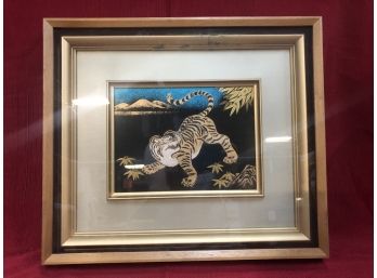 Chinese Tiger Shadow Box Framed Art