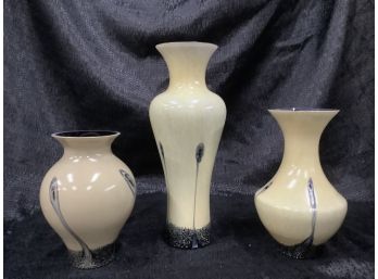 Lot Of Three Vintage Beautiful Ceramic Vases