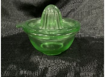 Rare Find Vintage 1940s Green  Depression Glass Juicer Reamer With Tab Handle