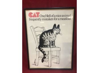 Framed Humorous Cat Poster By B. Kliban
