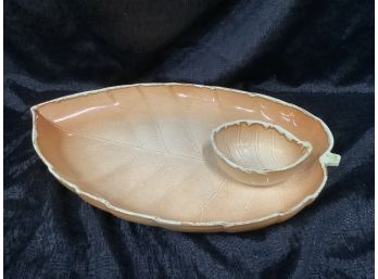 Two Tone Leaf Shaped Chip And Dip Platter By The Mane Lion