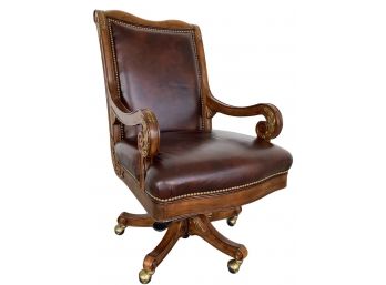 Bradington Young Leather Executive Office Chair With Gilt And Nailhead Details
