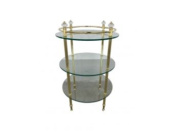 Frontgate Tiered Glass & Brass Accent Table