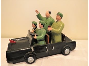 Vintage Chairman Mao Sculpture Riding In Car