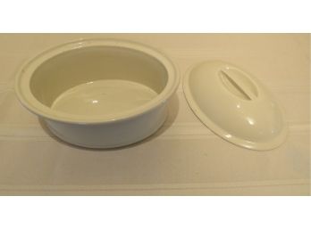 Vintage French Pillivuyt White Ceramic Covered Casserole Dish