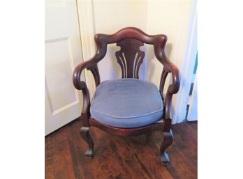 Antique Empire Chair With Blue Velvet Cushion