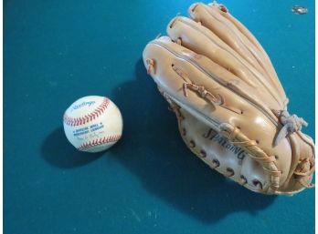 Carl Yastrzemski Baseball Glove And Rawlings Cork Baseball