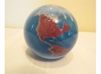 Signed James Lundberg Glass Earth World Paperweight