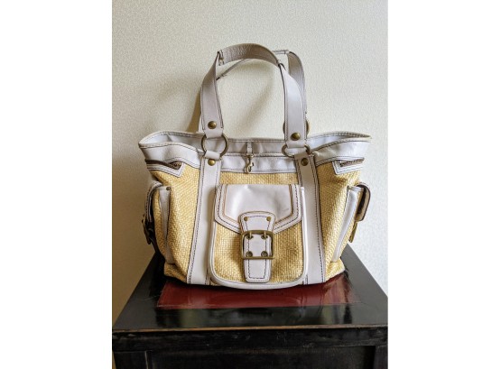 Perfect Spring To Summer Tan And White Coach Bag,