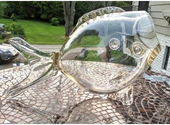 Vintage, Blenko Style Glass Fishbowl, With Slight Yellow Tint, Could Be Midcentury Modern