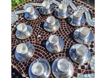 12 Espresso Demitasse Porcelain Cups And Saucers, Pozzani, Renner, Veracruz,