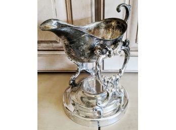 Elegant Silver Plated Gravy Boat With Warming Stand