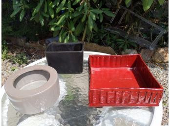 Three Ceramic Containers Great For Your Garden , 1 From West Elm
