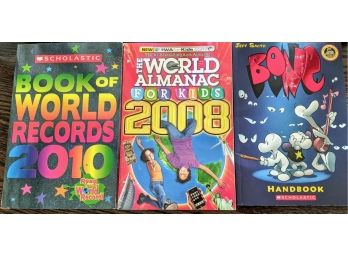 Scholastic Book Of World Records Book, The World Almanac Book For Kids, And Bone Book