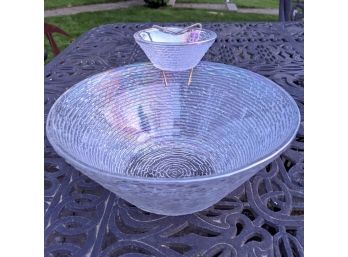 A Shimmering Iridescent Vintage Glass Chip & Dip Bowl