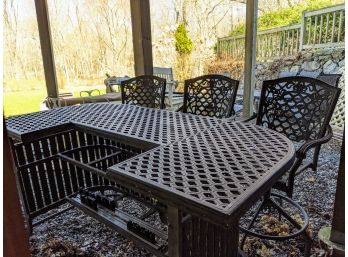 Fabulous Cast Aluminum Outdoor Bar With 3 Bar Stools Sold Separately.