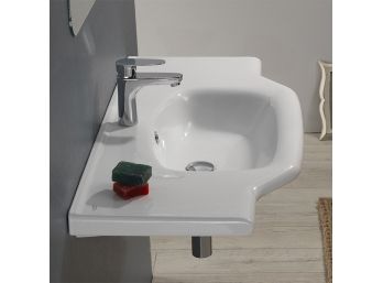 Rectangular White Ceramic Wall Mounted Or Drop In Bathroom Sink Retails For $550.00  Brand New!!!