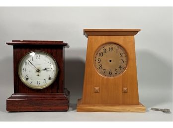 SETH THOMAS MANTLE CLOCK AND A CHERRY MISSION MANTLE CLOCK CASE