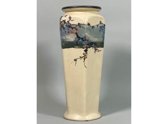 A BEAUTIFUL WELLER HAND PAINTED CABINET VASE