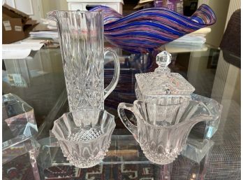 Glass Set With Crystal And Pressed Glass