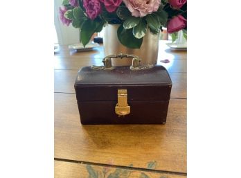 Small Made In Italy Leather & Brass Trinket Jewelry Box