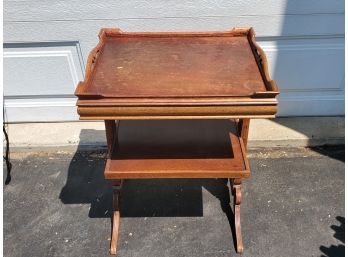 Vintage Dark Wood Two Tier Side Accent Telephone Table
