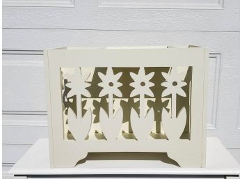 BW Home White Flower Cut Out Magazine Rack