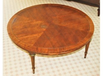Vintage MCM Lane Style 764 Round Coffee Table With Brass Accents