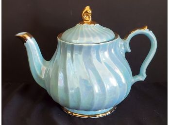 Vintage Sadler England Baby Blue Lusterware & Gold Teapot