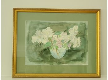 Pretty Framed & Matted Floral Watercolor